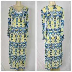 Blue & Yellow Swimsuit Cover Up Dress Small